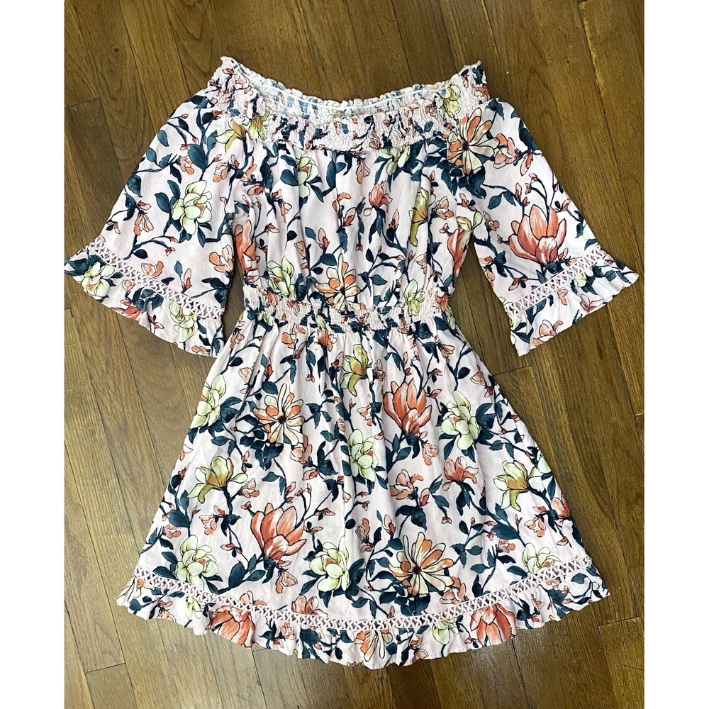 Lulus Women's Dress Off The Shoulder Floral Poolside Lightweight Beach Resort